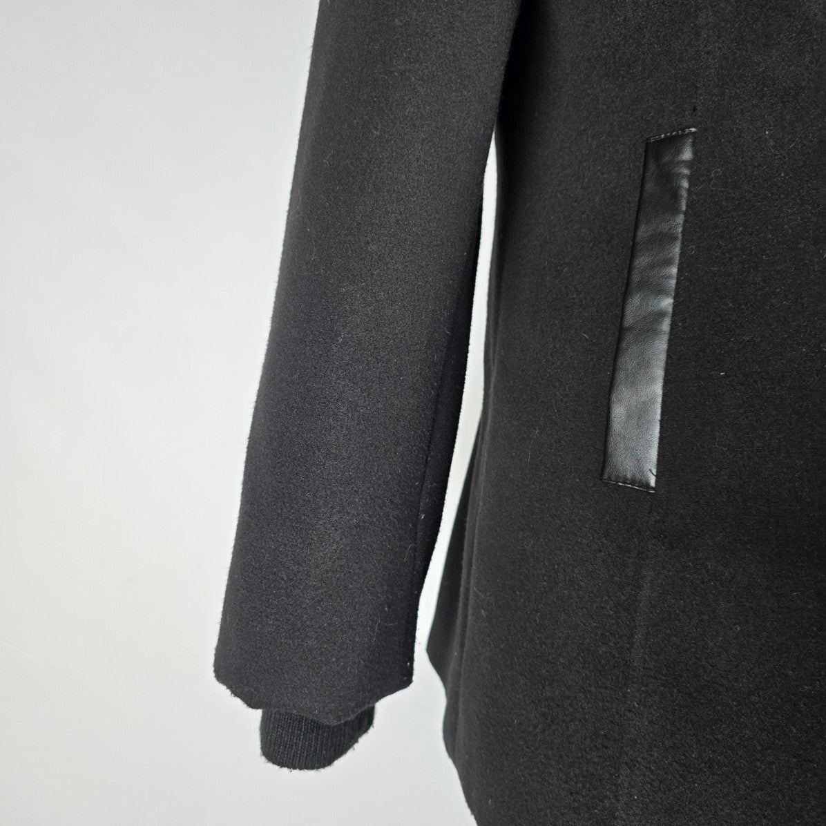 Attitude Black Fur Trimmed Black Hooded Jacket Size 10