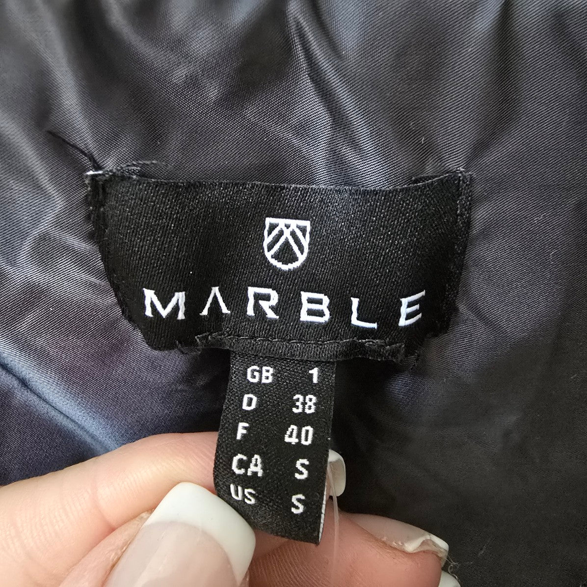 Marble Grey Quilted Long Winter Jacket Size S