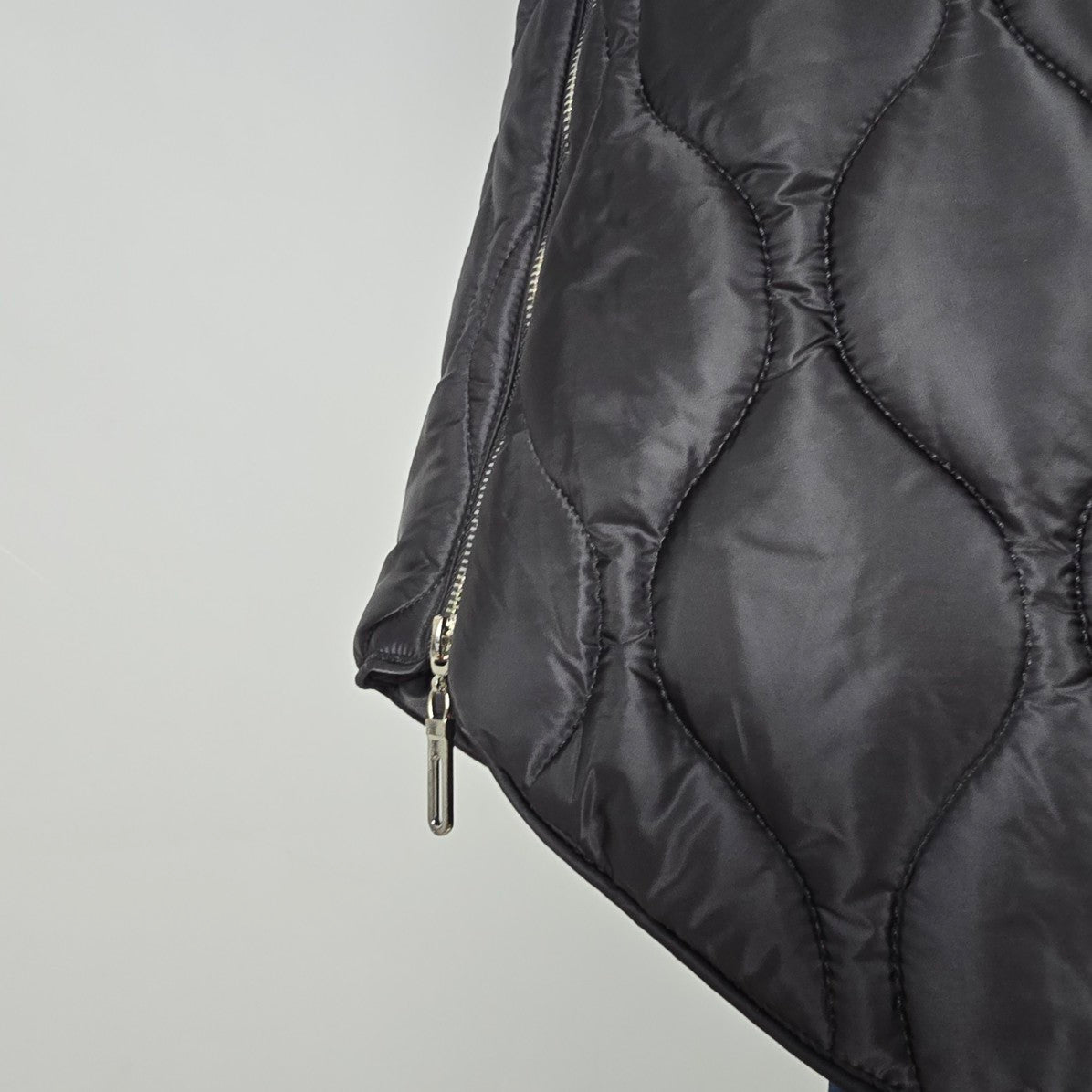 Marble Grey Quilted Long Winter Jacket Size S