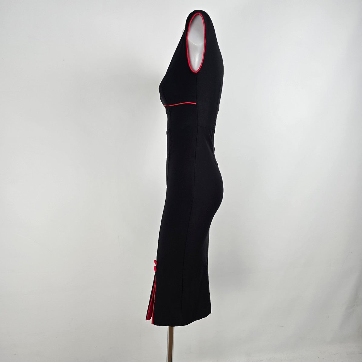 Stop Staring Black & Red Midi Wiggle Dress Size S