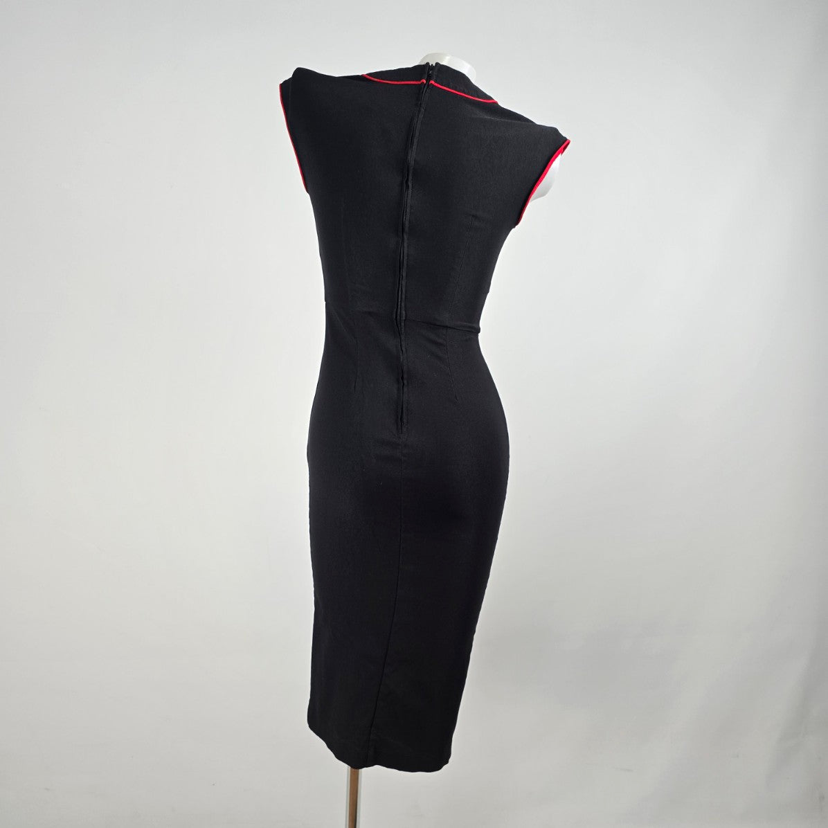Stop Staring Black & Red Midi Wiggle Dress Size S