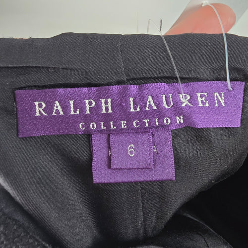 Vintage Ralph Lauren Black Linen & Wool  Purple Label Skirt Size 6