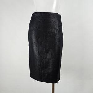 Vintage Ralph Lauren Black Linen & Wool  Purple Label Skirt Size 6