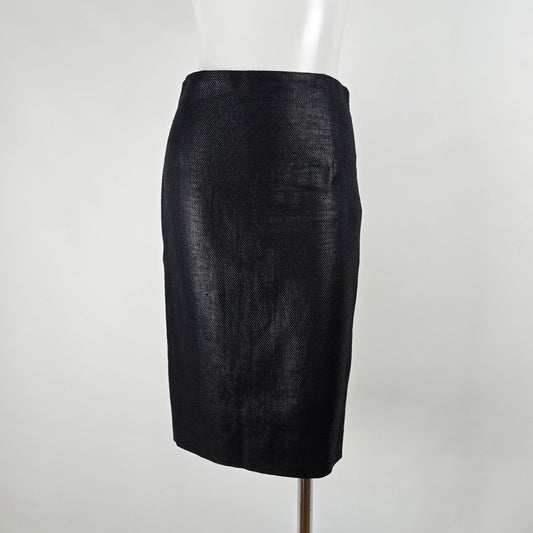 Vintage Ralph Lauren Black Linen & Wool  Purple Label Skirt Size 6