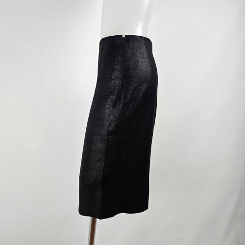 Vintage Ralph Lauren Black Linen & Wool  Purple Label Skirt Size 6