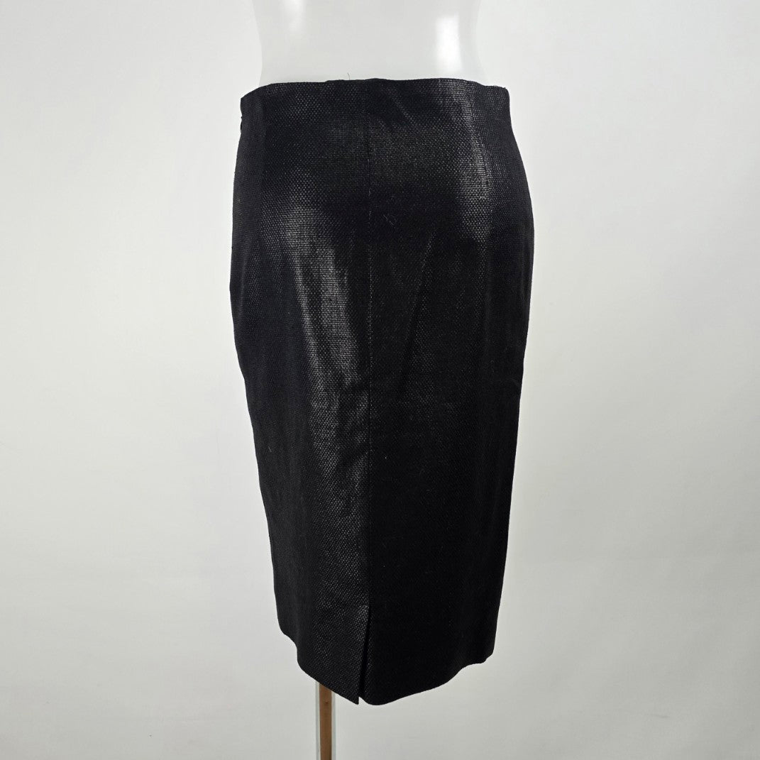 Vintage Ralph Lauren Black Linen & Wool  Purple Label Skirt Size 6
