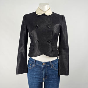 Vintage Ralph Lauren Black Linen & Wool Purple Label Blazer Size 4