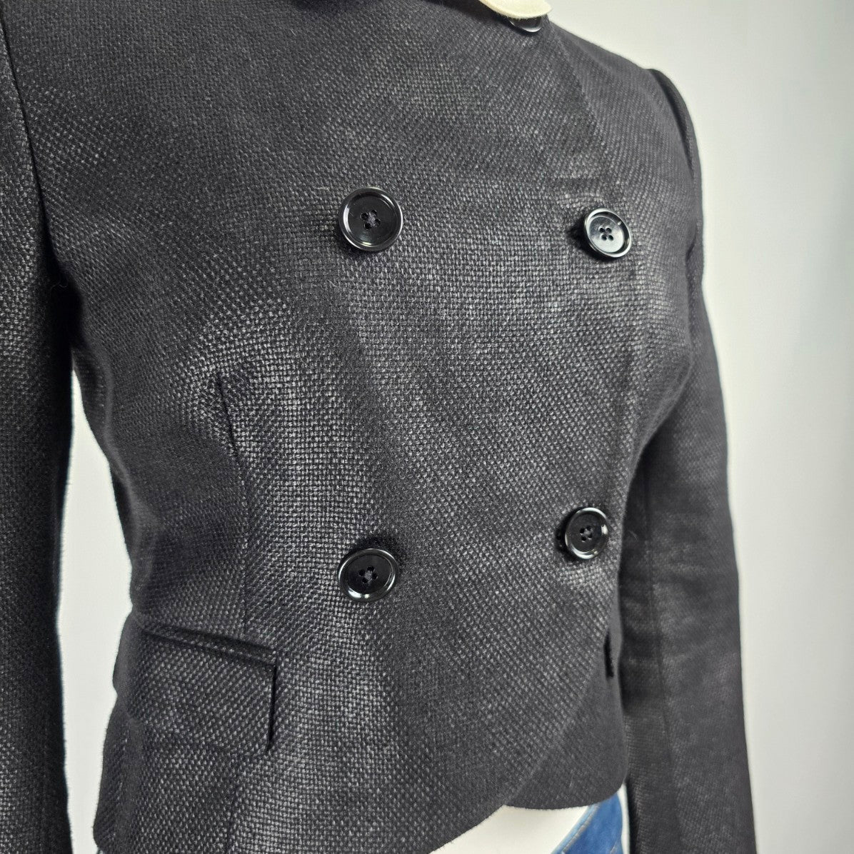 Vintage Ralph Lauren Black Linen & Wool Purple Label Blazer Size 4