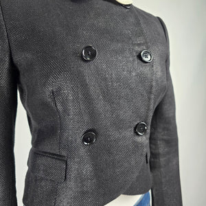 Vintage Ralph Lauren Black Linen & Wool Purple Label Blazer Size 4