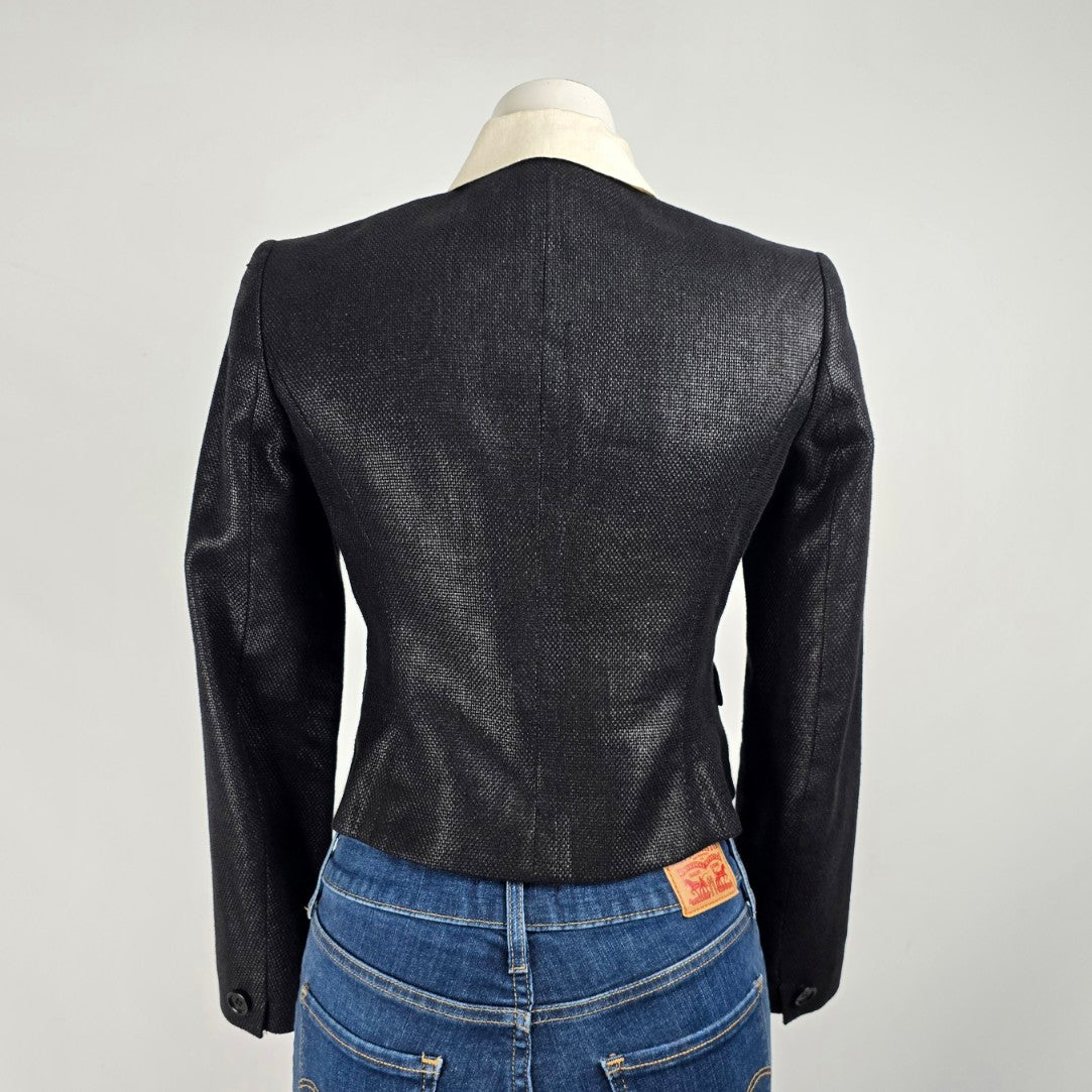 Vintage Ralph Lauren Black Linen & Wool Purple Label Blazer Size 4