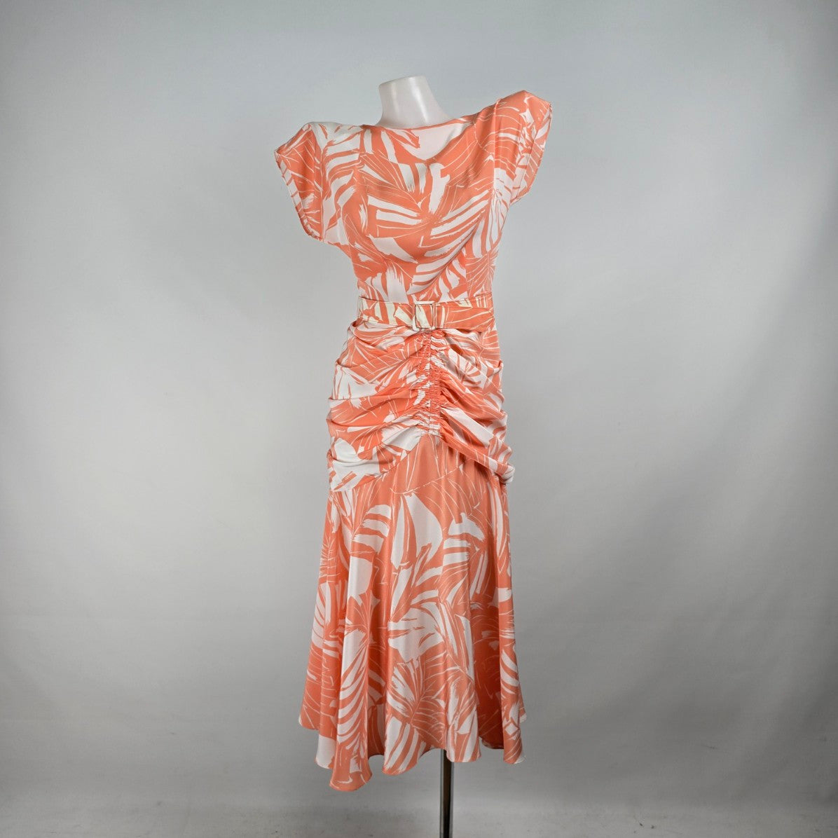 Vintage Peach Midi Length Rushed Dress Size XS