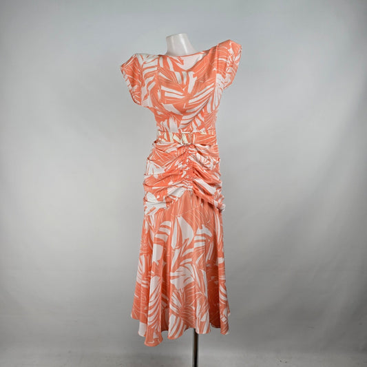 Vintage Peach Midi Length Rushed Dress Size XS