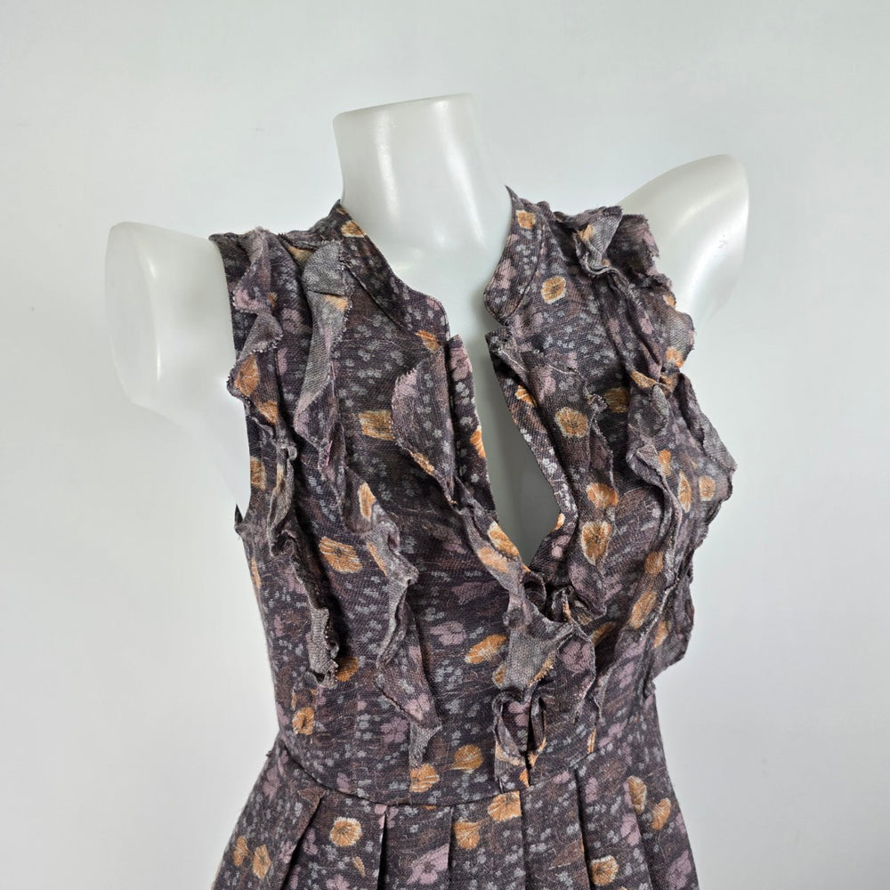 Fleur Wood Purple Sil Ruffle Mini Dress Size 0