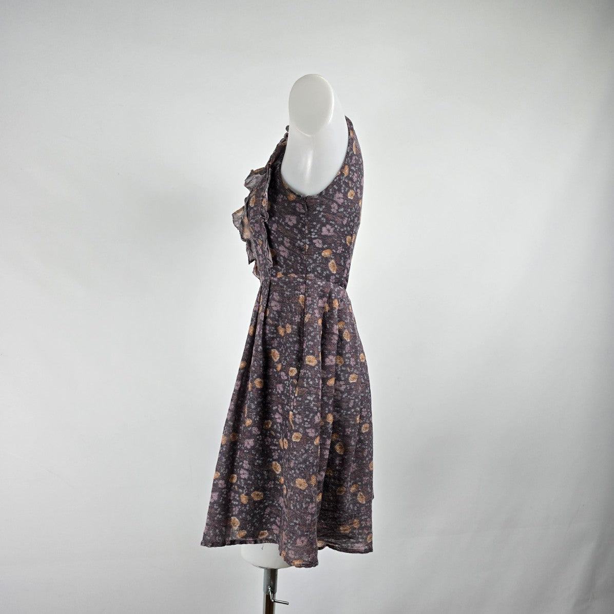 Fleur Wood Purple Sil Ruffle Mini Dress Size 0