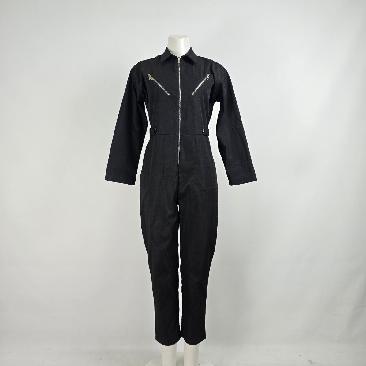 Nasty Gal Black Zip Up Jumpsuit Size M
