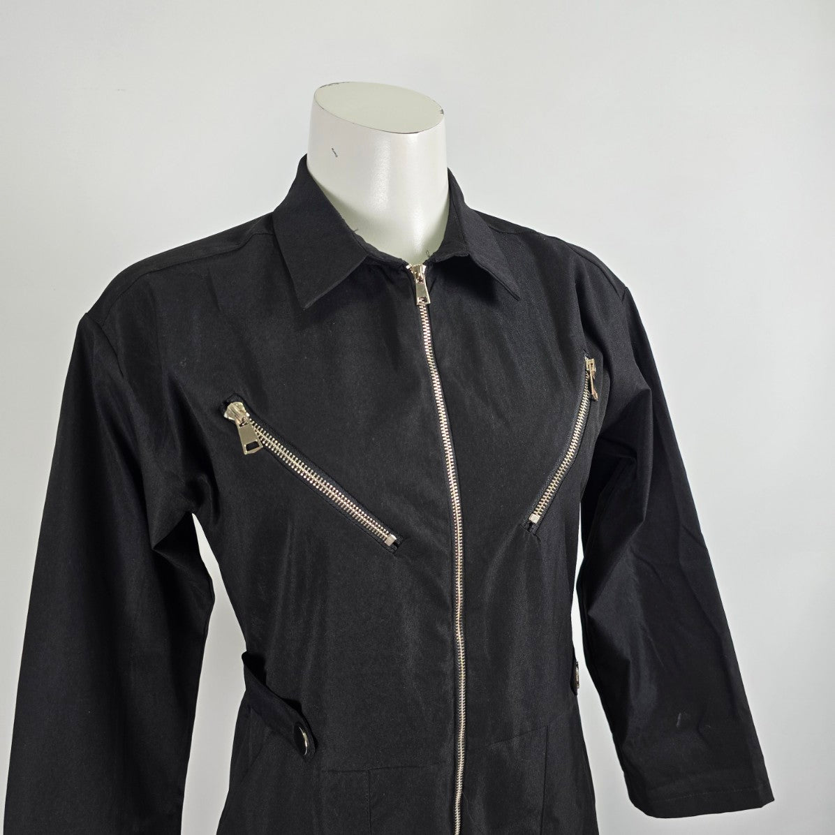 Nasty Gal Black Zip Up Jumpsuit Size M