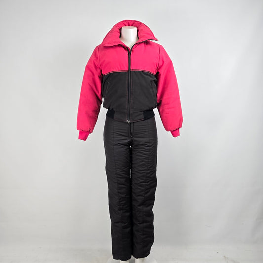 Vintage May West Pink & Black 2 Piece Snow Set Size 10
