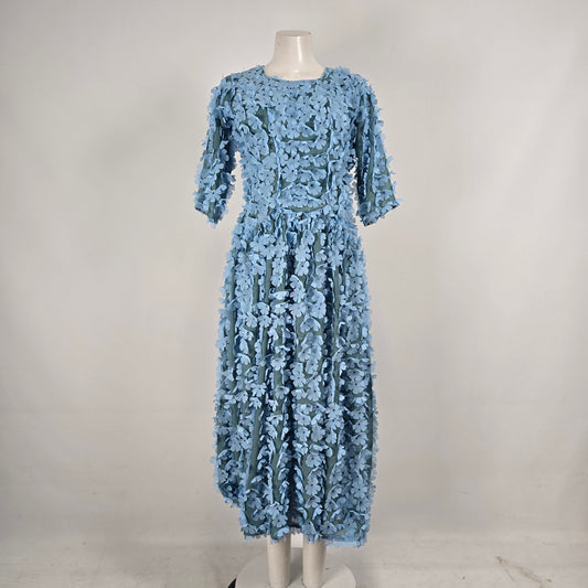 Handmade Blue Flower Dress Size M