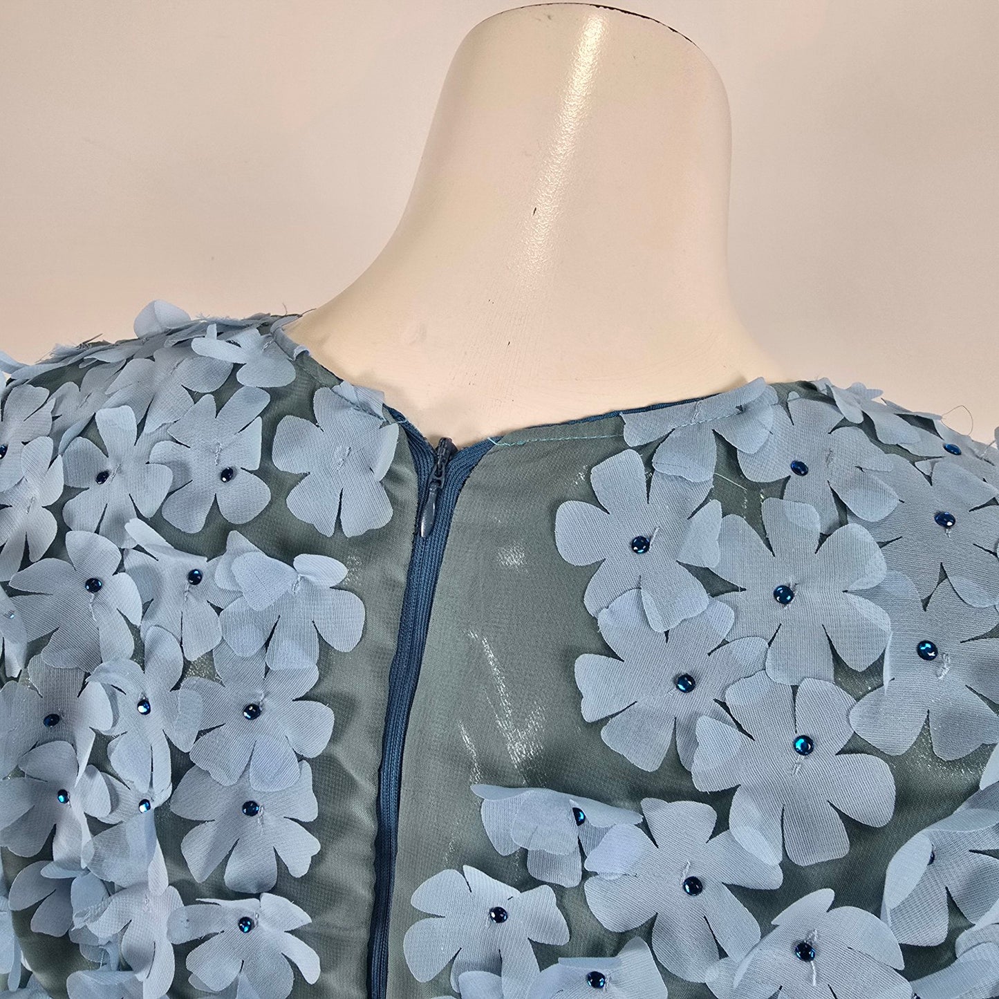 Handmade Blue Flower Dress Size M