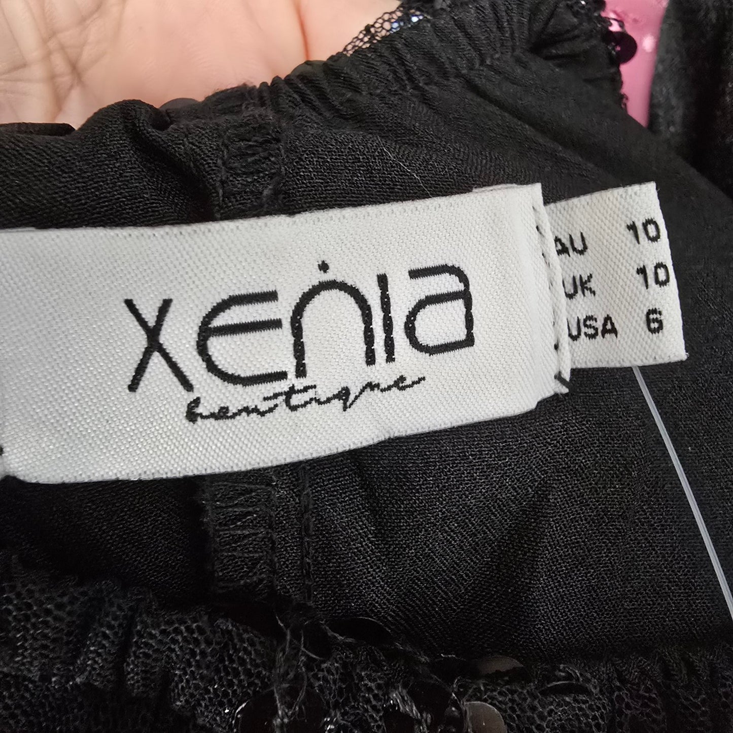 Xenia Black Halter Sequined Eventwear Gown Size 6
