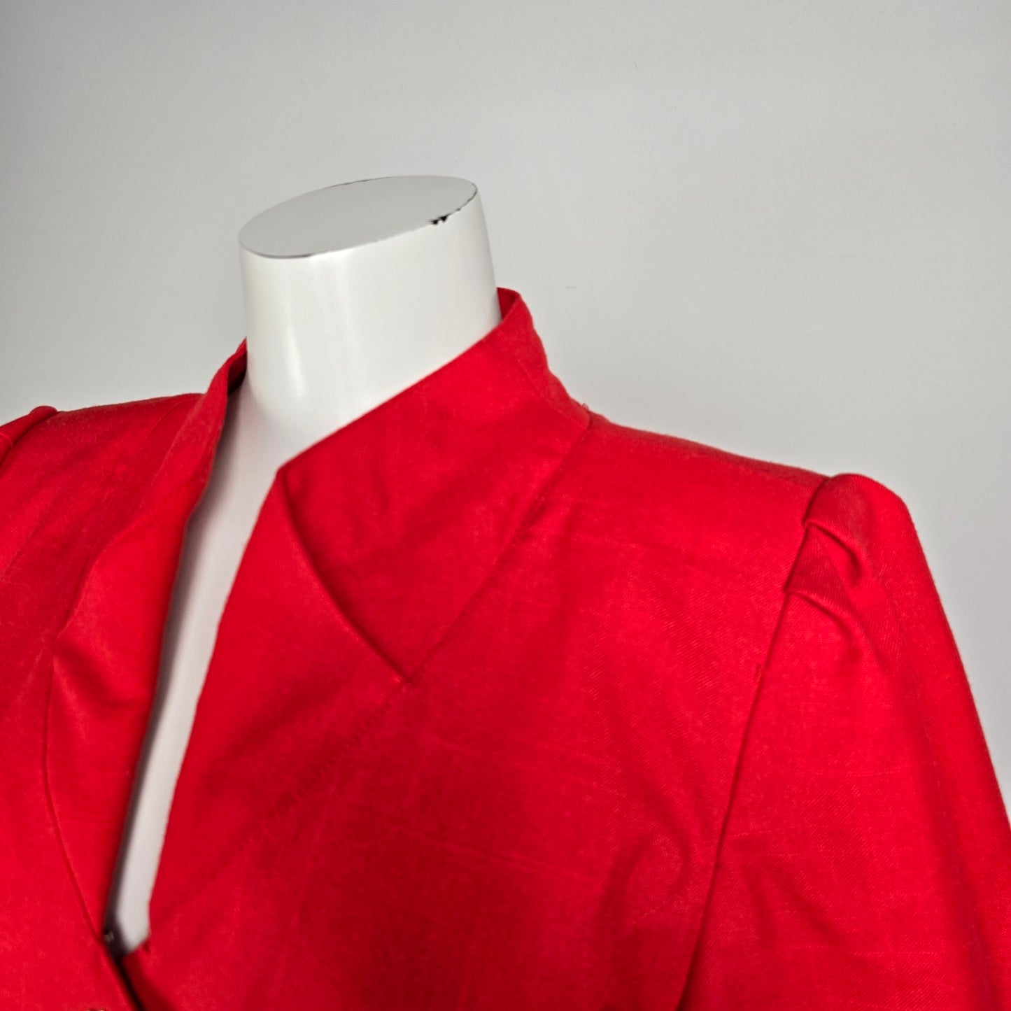 Vintage Piaf Red Gold Button Front Sheath Dress Size M