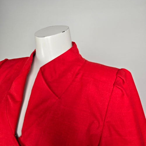 Vintage Piaf Red Gold Button Front Sheath Dress Size M