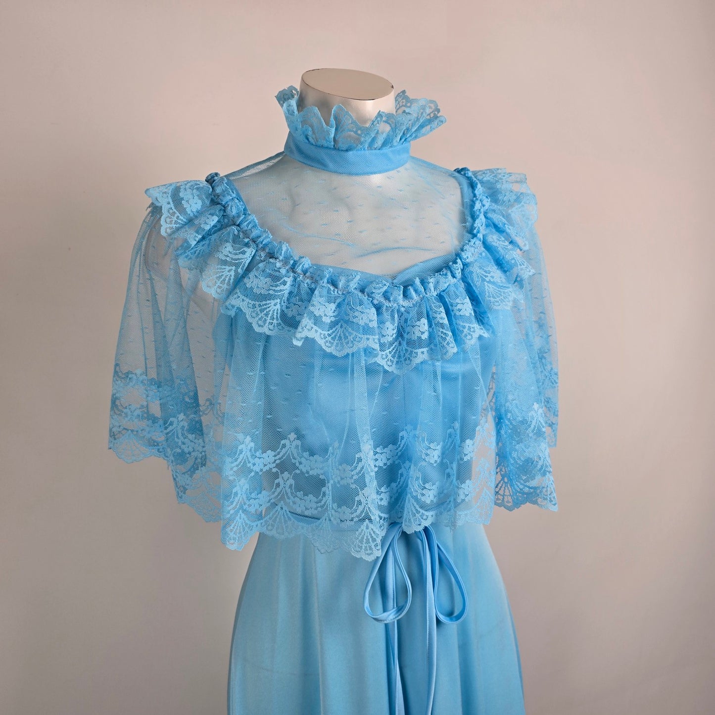 Vintage Blue Lace Long Maxi Dress Size 9/10