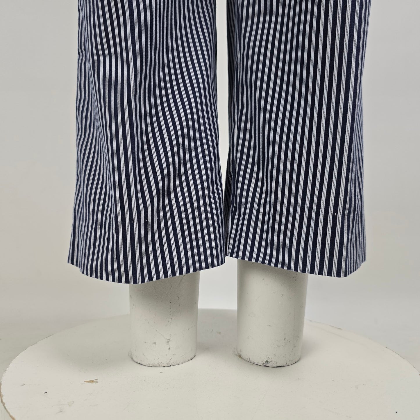 Vintage Impromptu Grey Stripped Puff Sleeve Jumpsuit Size S/M