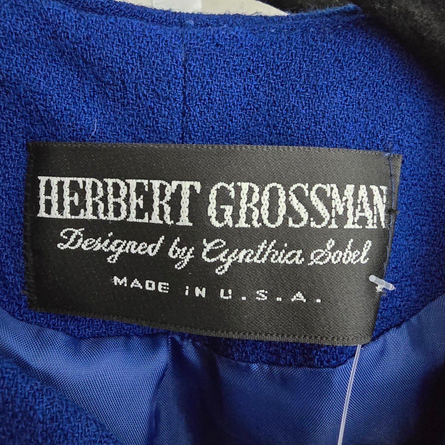 Vintage Herbert Grossman Blue Wool Gold Button Blazer Size 6