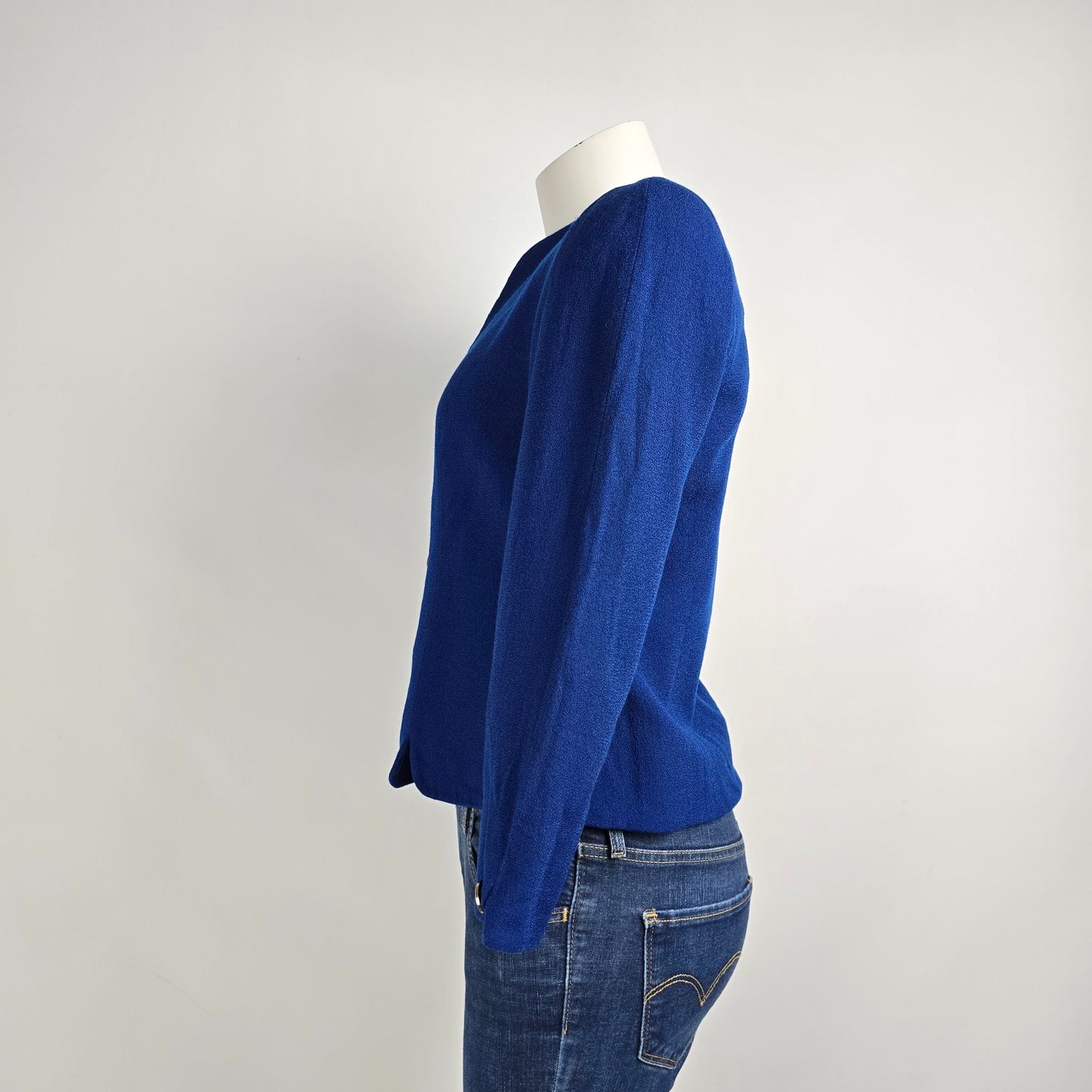 Vintage Herbert Grossman Blue Wool Gold Button Blazer Size 6