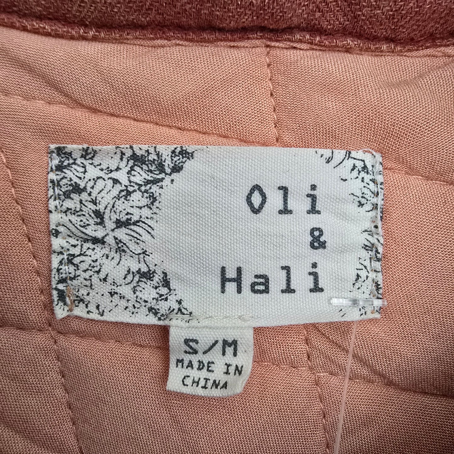 Oli & Hali Orange Cotton Linen Patchwork Shacket Jacket Size S/M