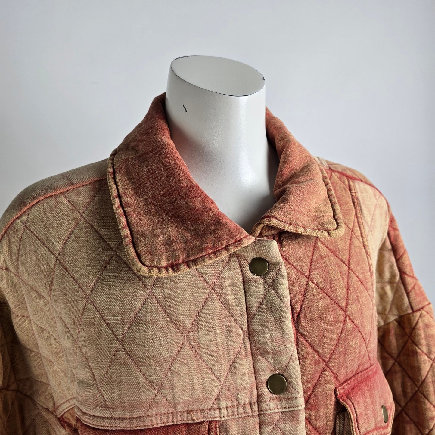 Oli & Hali Orange Cotton Linen Patchwork Shacket Jacket Size S/M