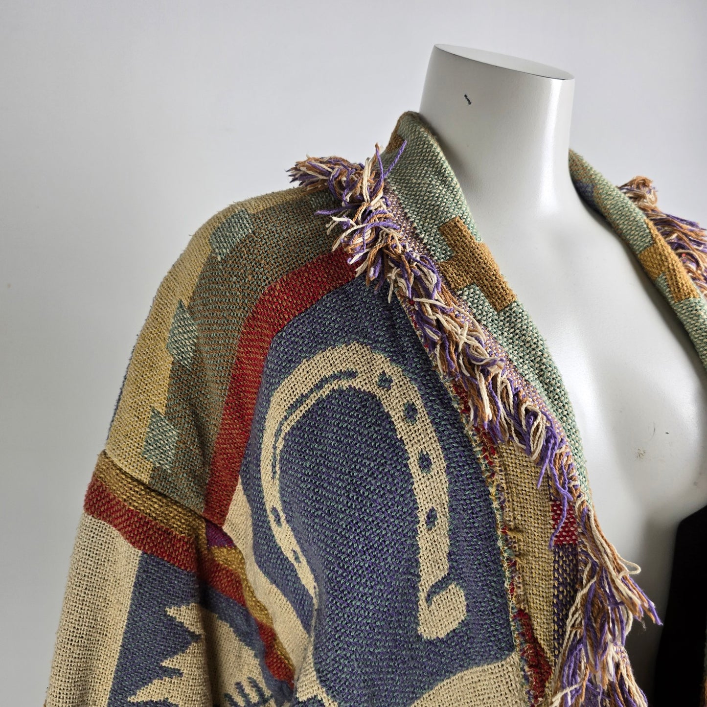 Vintage E. Claire Designs Austin Texas Cotton Fringe Jacket Size L/XL
