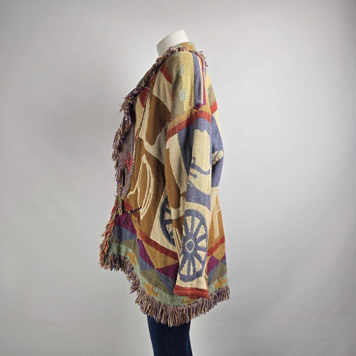 Vintage E. Claire Designs Austin Texas Cotton Fringe Jacket Size L/XL