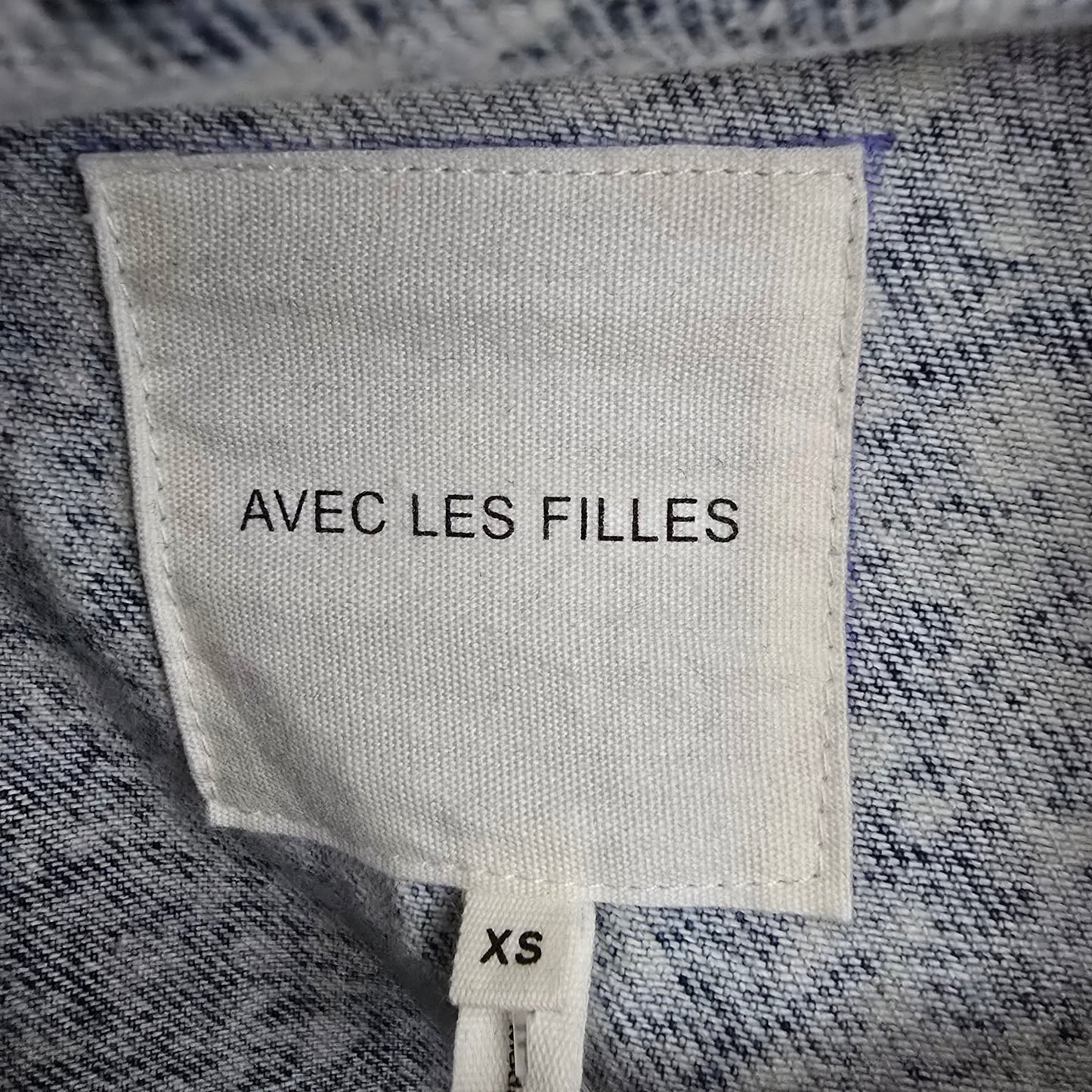 Avec Les Filles Acid Wash Oversized Ruffle Denim Trucker Jacket Size XS/S