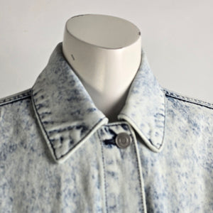Avec Les Filles Acid Wash Oversized Ruffle Denim Trucker Jacket Size XS/S
