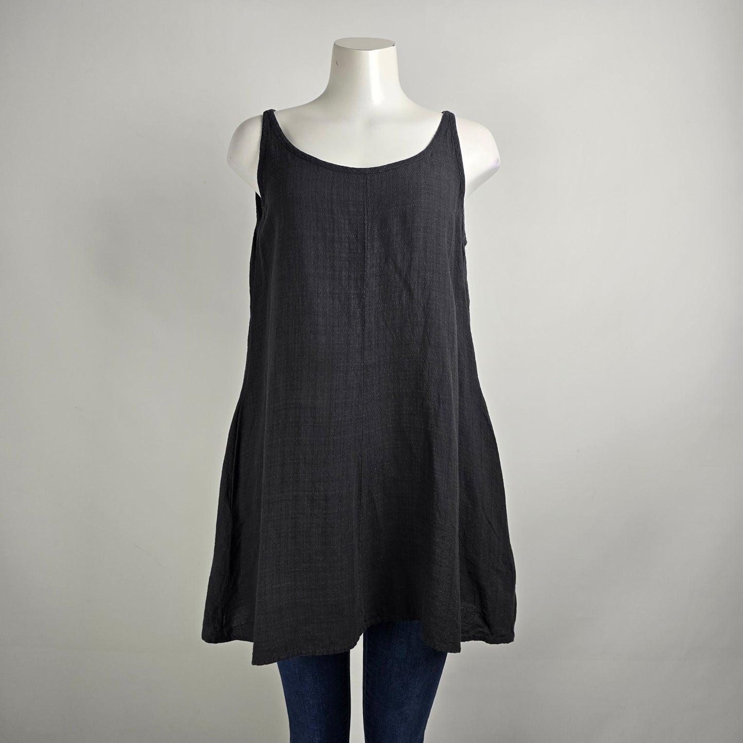 Eileen Fisher Grey Linen Sleeveless Tunic Top Size L