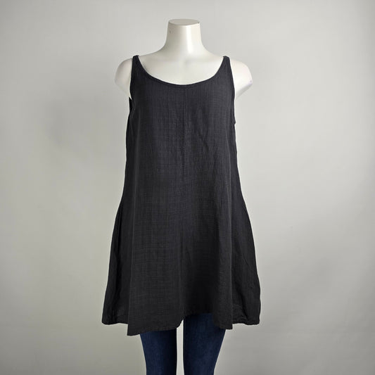 Eileen Fisher Grey Linen Sleeveless Tunic Top Size L
