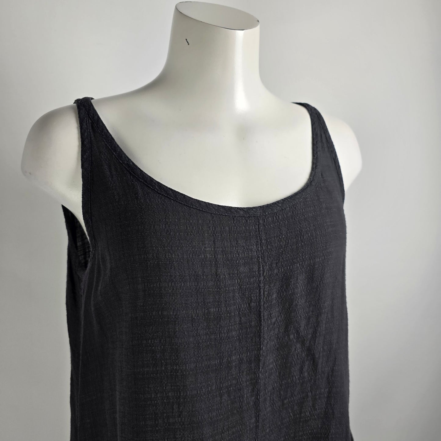 Eileen Fisher Grey Linen Sleeveless Tunic Top Size L