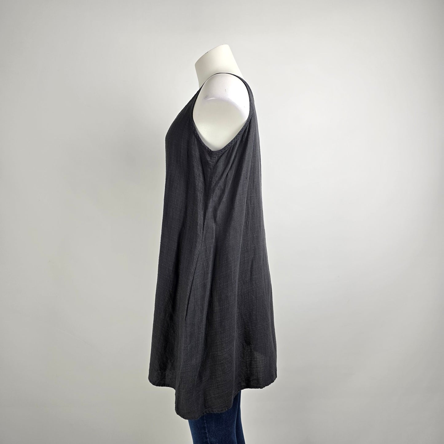 Eileen Fisher Grey Linen Sleeveless Tunic Top Size L