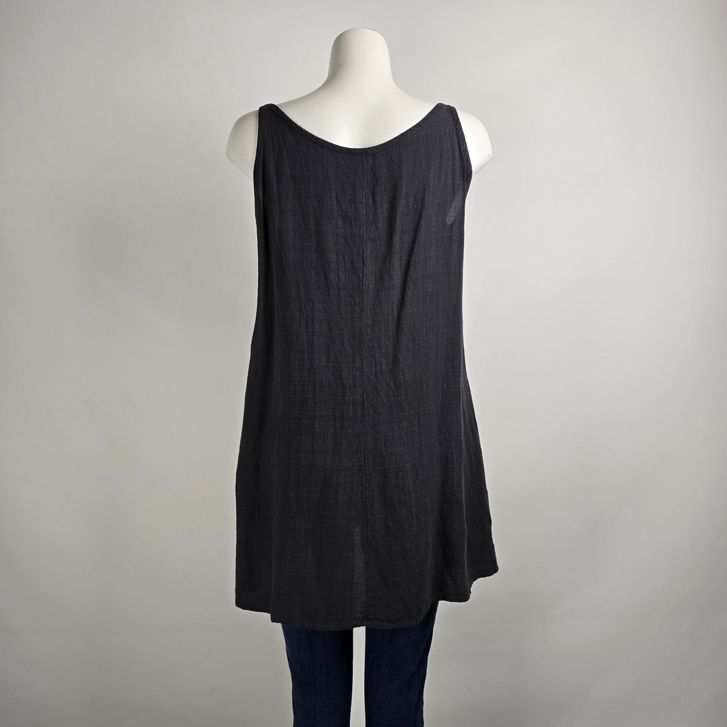Eileen Fisher Grey Linen Sleeveless Tunic Top Size L