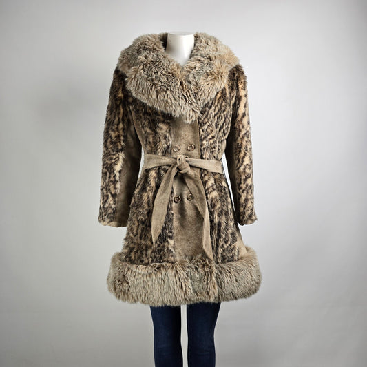 Vintage Jay Wear Animal Print Faux Fur Collared Jacket Size M