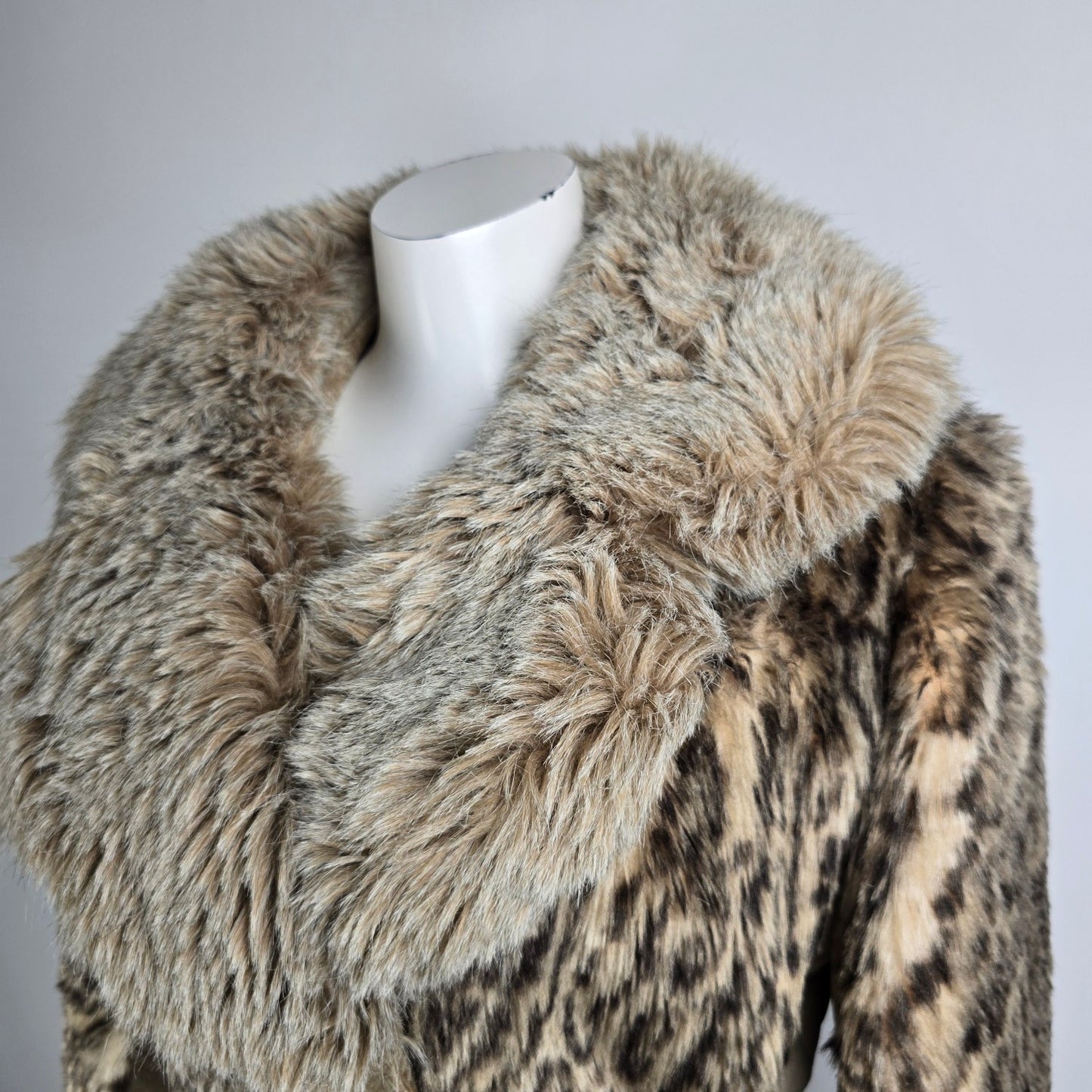 Vintage Jay Wear Animal Print Faux Fur Collared Jacket Size M