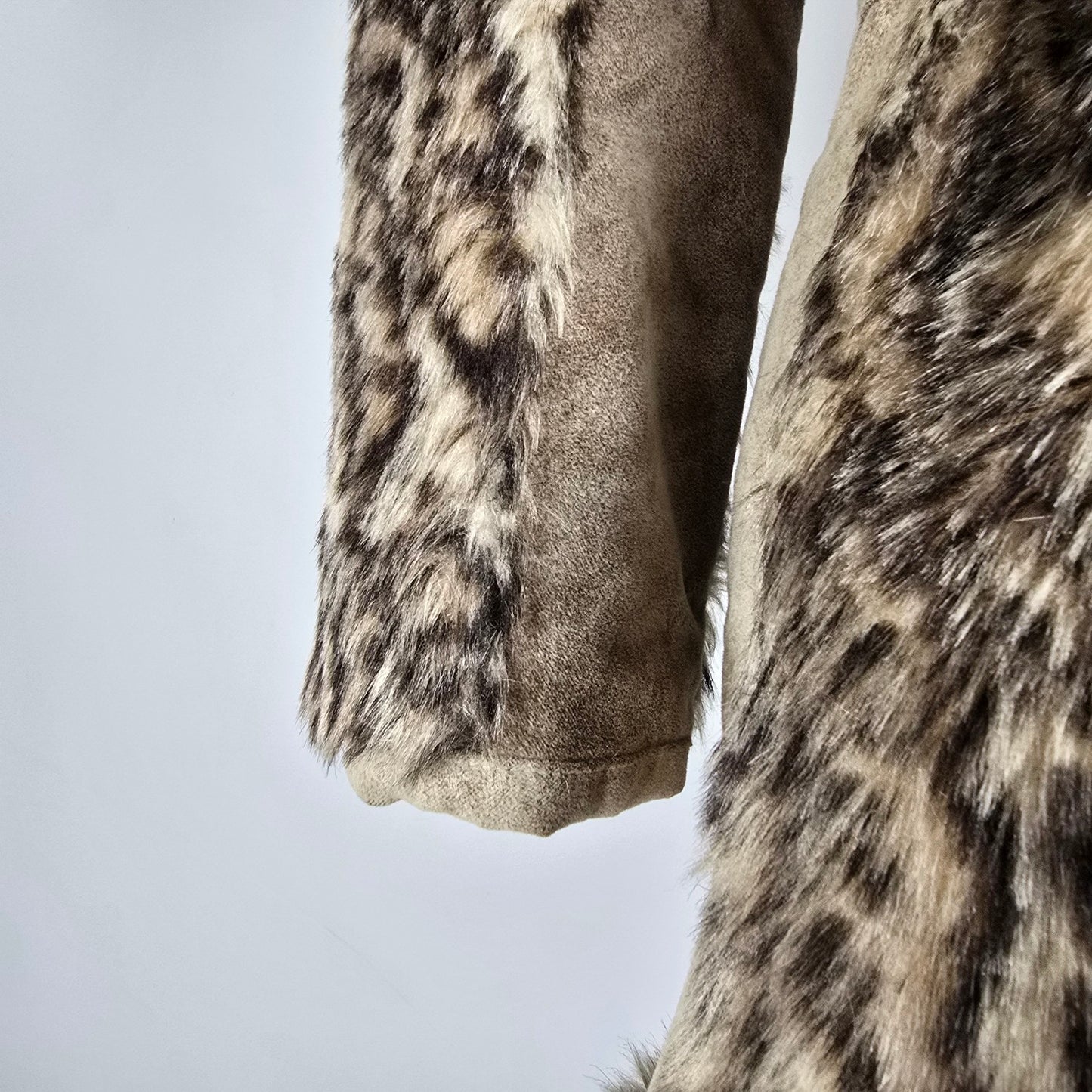 Vintage Jay Wear Animal Print Faux Fur Collared Jacket Size M