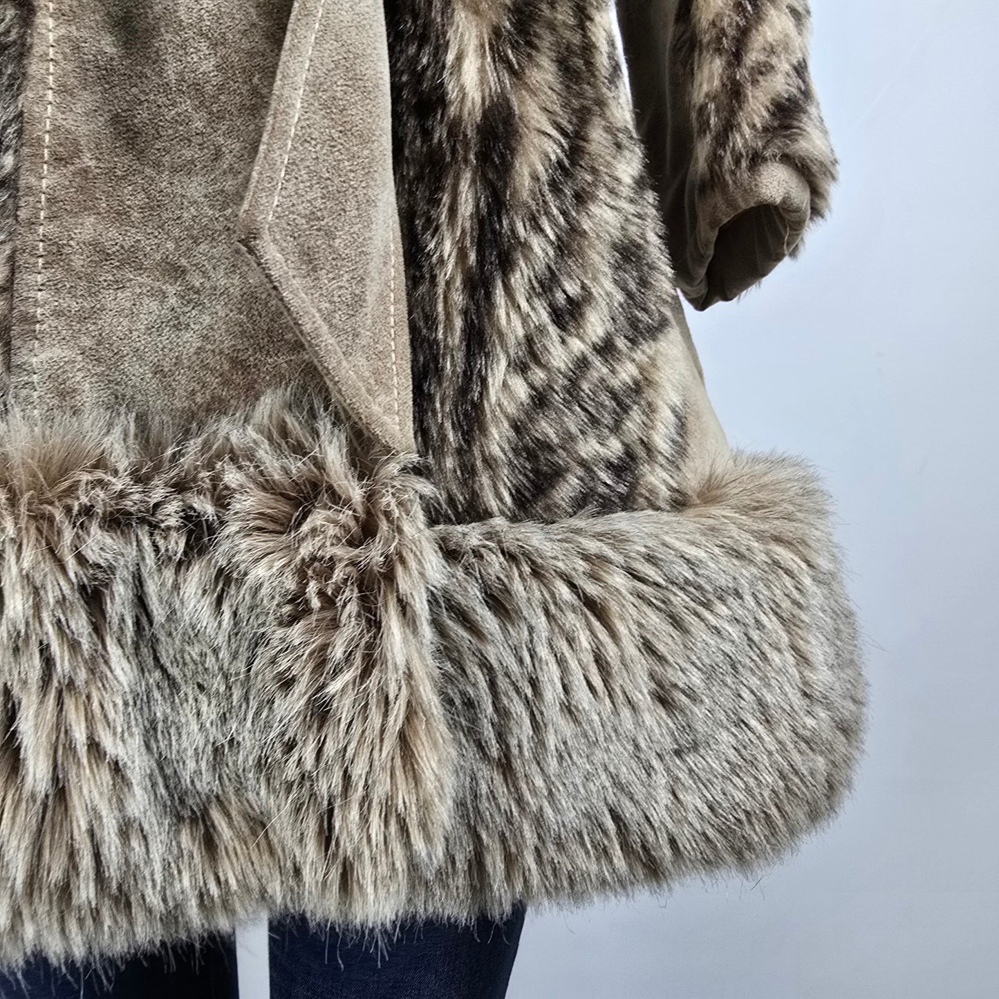 Vintage Jay Wear Animal Print Faux Fur Collared Jacket Size M