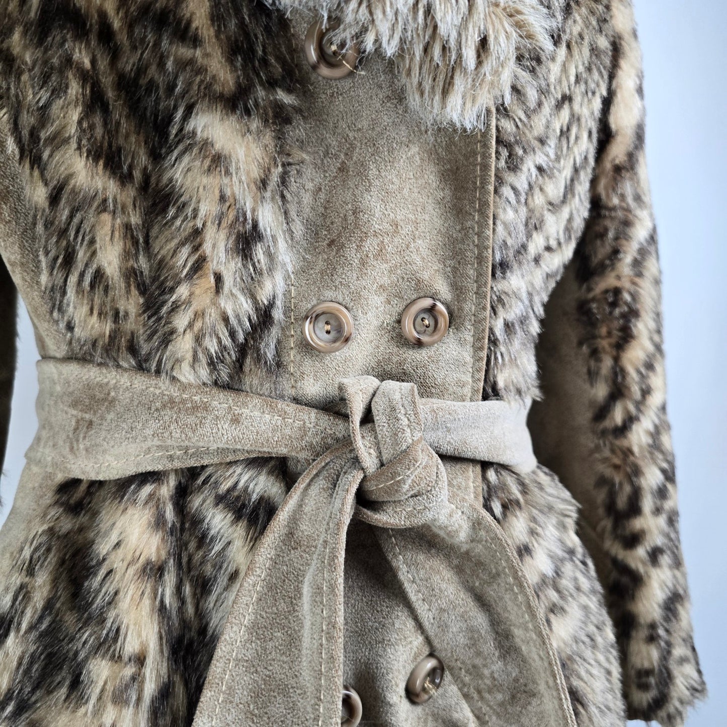Vintage Jay Wear Animal Print Faux Fur Collared Jacket Size M