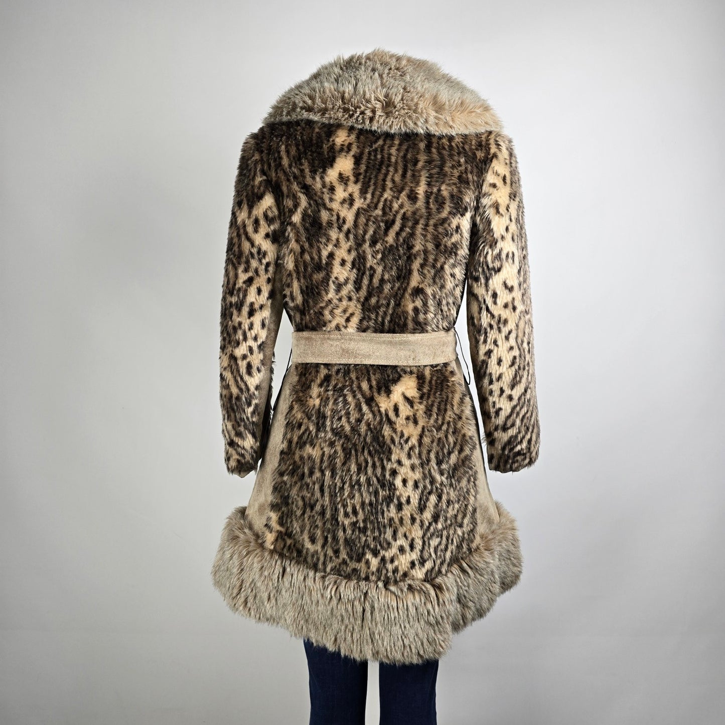 Vintage Jay Wear Animal Print Faux Fur Collared Jacket Size M