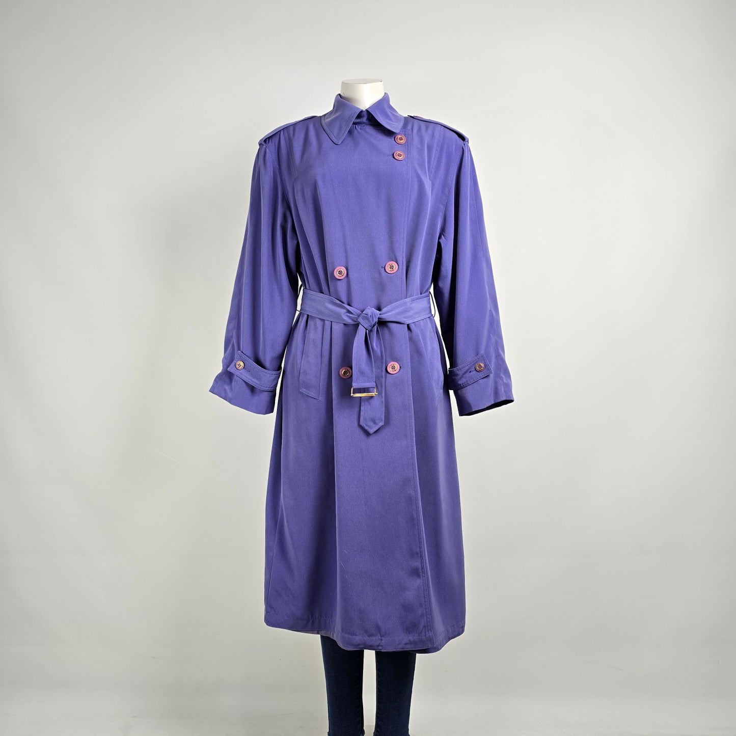 Vintage Pizazz Periwinkle Blue Trench Coat Size 14