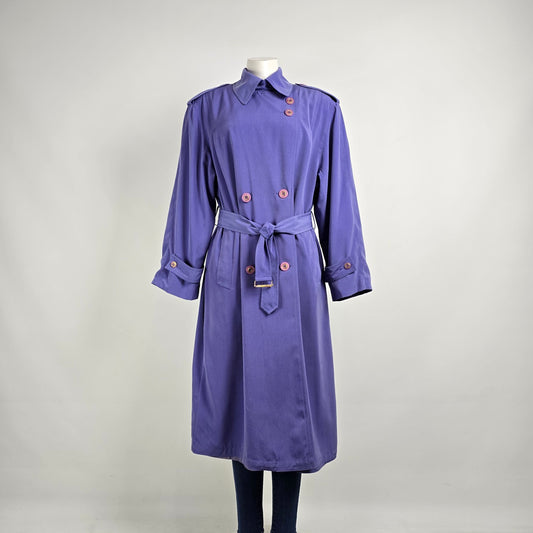 Vintage Pizazz Periwinkle Blue Trench Coat Size 14