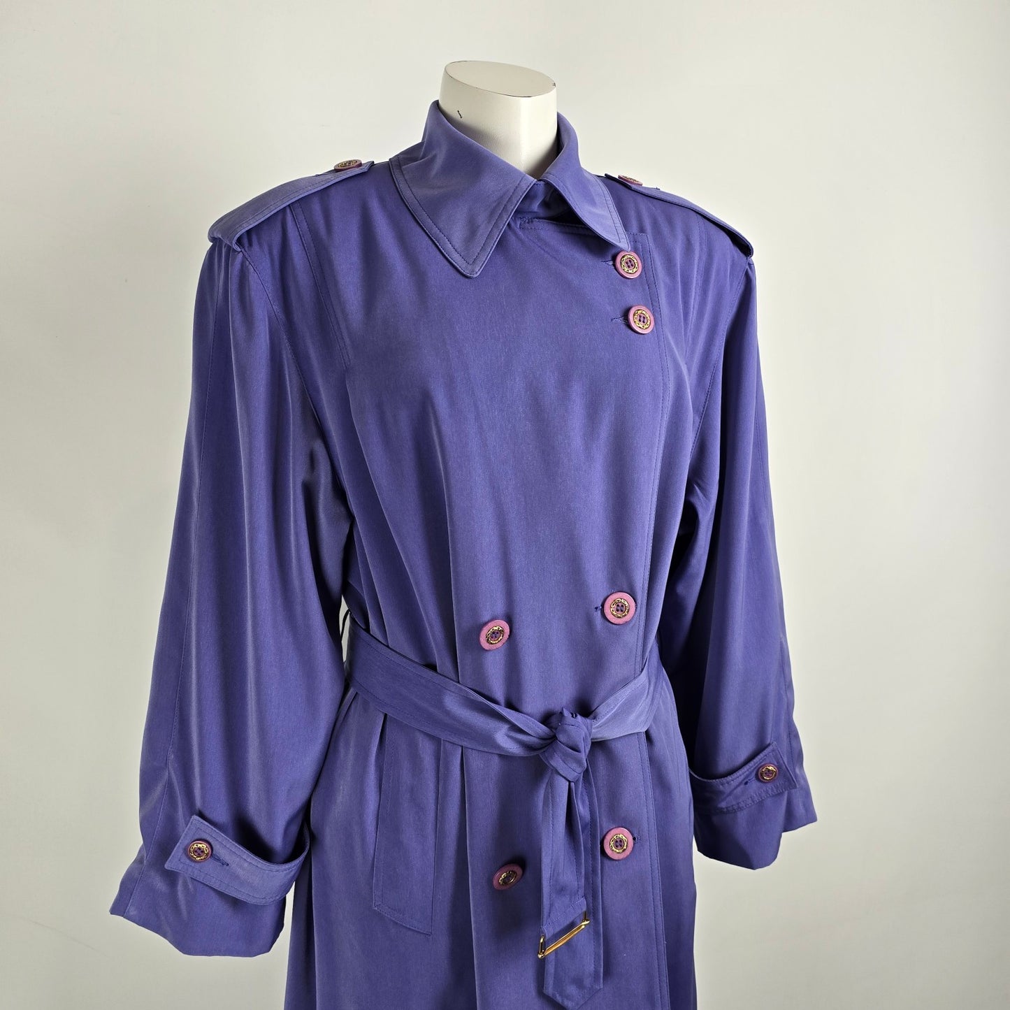 Vintage Pizazz Periwinkle Blue Trench Coat Size 14
